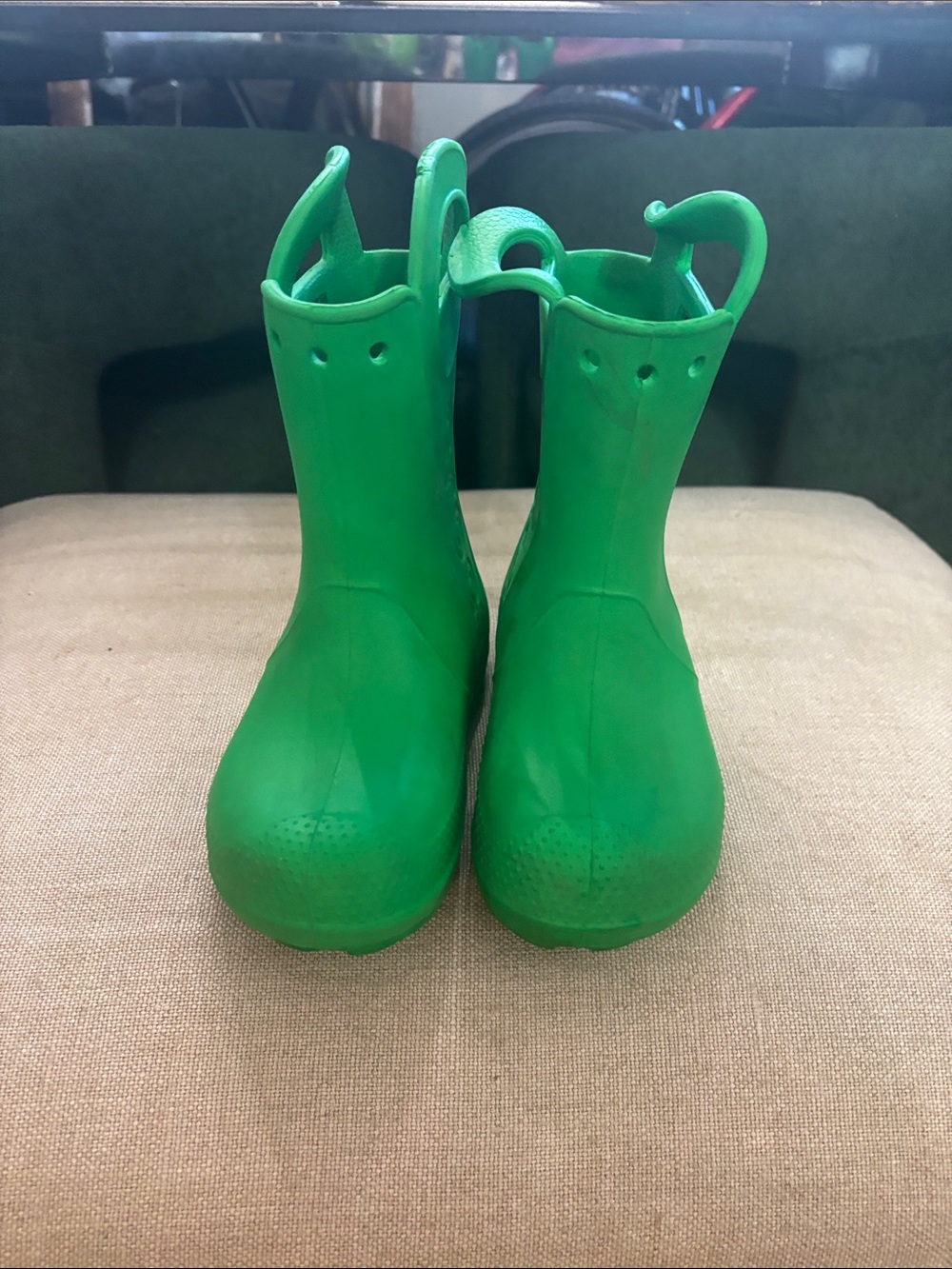 CROCS Kids Bright Green Pull-On Rain Boots